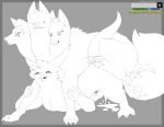 2025 3_heads absurd_res ambiguous_fluids anthro anthro_on_bottom anthro_on_feral anthro_penetrated balls bestiality black_and_white bodily_fluids canid canine claws cum cumshot detailed dominant dominant_feral dominant_male duo ears_back ears_up ejaculation erection feral feral_on_top feral_penetrating feral_penetrating_anthro fur genital_fluids genitals hi_res jewelry kayasamix line_art logo long_tail looking_pleasured male male/male male_penetrated male_penetrating mammal monochrome multi_head mustelid necklace one_eye_closed open_mouth otter pawpads paws penetration penis pivoted_ears quadruped raised_tail sex simple_background size_difference smile spread_legs spreading tail text tongue tongue_out toony traditional_media_(artwork)