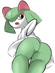  breasts butt female kirlia looking_at_viewer nintendo not_furry pok&eacute;mon robbonp simple_background solo video_games white_background 