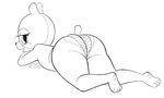  2017 anthro bear black_and_white butt clothing female kaboozey littlest_pet_shop looking_at_viewer lying mammal monochrome on_front open_mouth panda panties penny_ling simple_background smile solo striped_panties underwear white_background 