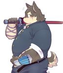  canine dog edit male mammal melee_weapon moritaka slightly_chubby solo sword tokyo_afterschool_summoners weapon 