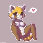  &lt;3 2017 aggressive_retsuko anthro areola blush breasts clitoris clothed clothing clothing_lift erect_nipples female grey_background mammal nipples panties panties_around_one_leg presenting presenting_breasts presenting_pussy pubes pussy red_panda retsuko sanrio shinsuke shirt shirt_lift simple_background smile solo speech_bubble spread_legs spreading underwear 