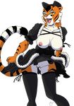  2017 alpha_channel anthro areola big_breasts breasts clothed clothing erect_nipples feline female kung_fu_panda mammal master_tigress nipples pussy skimpy solo tiger yawg 