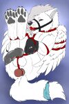  anal anal_penetration animal_genitalia animal_penis ball_gag balls bdsm bondage bound brown_eyes buttplug buttplug_in_ass buttplug_insertion canid canine canine_genitalia canine_penis erection facial_piercing fangs feathered_wings feathers feral fur gag gagged genitals grey_hair grey_pawpads grey_penis hair hi_res killthe_demon knot long_hair lying male mammal muzzle_gag narrowed_eyes nose_piercing nose_ring object_in_ass on_back pawpads penetration penis piercing plug_(sex_toy) plug_insertion restraints ring_piercing rope rope_bondage septum_piercing septum_ring sex_toy sex_toy_in_ass sex_toy_insertion solo teeth tongue tongue_out white_balls white_body white_fur white_wings wings 