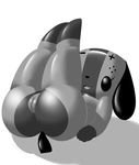  anthro barefoot butt canine cute dog female mammal muteee nintendo_switch nude open_mouth presenting presenting_hinduarters presenting_pussy pussy smile solo switch_dog 