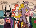 2019 abbey_(roguefalta) anal antelope anthro antlers blue_body blue_fur bovid bovine canid canine canis caprine cattle clothing dialogue domestic_cat domestic_dog exhibitionism falta_(roguefalta) felid feline felis female fox fur gazelle genitals goat group group_sex hair handjob handjob_from_behind horn humanoid_genitalia humanoid_penis humor male male/male male_focus mammal nipple_dip oral orgasm orgy penile penis public public_nudity public_sex purple_body purple_fur rapid_transit rimming rimming_male roguefalta sex speech_bubble undressing wade_(roguefalta)