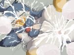 after_anal after_anal_penetration after_sex ahoge anatid anseriform anthro avian balls beak bird blue_body blush bodily_fluids countershading cum cum_from_ass cum_in_ass cum_inside cum_on_arm cum_on_balls cum_on_face cum_splatter cumshot dead_eyes disembodied_penis duck duo ejaculation excessive_cum excessive_genital_fluids eyewear facial_markings foreskin fucked_silly genital_fluids genitals glans glasses glasses_askew green_eyes hair head_markings hi_res humanoid_genitalia humanoid_penis knee_tuft leg_tuft looking_at_viewer lying male male/male markings narrowed_eyebrows narrowed_eyes nipples noriburu on_back open_mouth orange_beak partially_retracted_foreskin penis pink_nipples red_glans solo_focus tuft white_body white_countershading