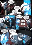 absurd_res anthro armor blue_eyes clothing comic duo electronics english_text female flashback fur hi_res hug in_our_shadow kissing kitfox-crimson male mammal marble_(kitfox-crimson) microphone murid murine outside rat red_eyes rodent sciurid seed_(kitfox-crimson) text tree_squirrel white_body white_fur