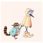  2016 avian babynarwhal bird boots cartoon_network clothing duo footwear male mammal mordecai_(regular_show) mud raccoon raincoat regular_show rigby_(regular_show) smile 
