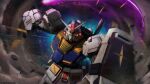  absurdres arm_cannon asteroid copyright_logo debris dust_cloud earth_federation_space_forces energy_sword gundam gundam_battle_operation_2 gundam_battlefield_record_uc_0081 highres machinery mecha mecha_focus mobile_suit no_humans official_art painting_(medium) realistic robot roundel rx-78-7_gundam scan science_fiction shield space sunrise_(company) sword tenjin_hidetaka traditional_media v-fin weapon 