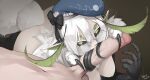  1boy 1girl antennae arbuz_budesh arthropod_girl artist_name ass beret black_bow black_sclera black_tongue blue_hat bow breasts carapace colored_sclera commentary erection fellatio glasses green_eyes hair_between_eyes hat hat_bow hetero highres indie_virtual_youtuber juniper_actias large_breasts long_tongue looking_at_viewer mandibles monster_girl moth_girl nude oral over-rim_eyewear penis pointy_ears semi-rimless_eyewear solo_focus tail tongue tonguejob uncensored virtual_youtuber white_fur white_hair 