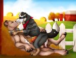  anal_orgasm animal_genitalia animal_penis balls barn black_claws black_pawpads bodily_fluids brown_balls brown_body brown_fur canid canine canine_genitalia canine_penis cheek_tuft claws cum cum_inside cum_on_penis cumshot dasyuromorph day duo ear_piercing ejaculation erection eyes_closed eyewear facial_tuft feral feral_on_feral feral_penetrated feral_penetrating feral_penetrating_feral floppy_ears fur genital_fluids genitals goggles goggles_around_neck green_eyes grey_body grey_fur hands-free hi_res kerchief killthe_demon kissing lying male male/male male_penetrated male_penetrating male_penetrating_male mammal marsupial mitus_(zangeeses) narrowed_eyes neck_tuft neckerchief neckwear obscured_penetration on_back orgasm outside pawpads penetration penis piercing pink_penis plant recently_extinct_species red_kerchief red_neckerchief sex side_view sky thylacine thylus tree tuft white_body white_fur 
