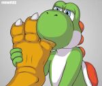 3_toes animated anthro big_nose blue_eyes bodily_fluids bowser claws countershading feet foot_fetish foot_focus foot_grab foot_in_mouth foot_lick foot_play foot_suck green_body green_yoshi kiwifizz licking looking_at_viewer male male/male mario_bros multicolored_body nintendo open_mouth red_body red_scales saliva saliva_on_foot scales shell simple_background solo spikes sucking toe_claws toe_in_mouth toe_suck toes tongue two_tone_body white_body yellow_body yoshi