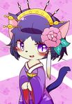  artist_request blue_hair cat cat_busters furry japanese_clothes purple_eyes 
