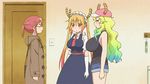  animated animated_gif arrow blonde_hair breast_envy breasts closed_eyes directional_arrow dragon_girl dragon_tail glasses gloves gradient_hair hat horns huge_breasts jacket kobayashi-san_chi_no_maidragon kobayashi_(maidragon) large_breasts looking_at_breasts maid maid_headdress multicolored_hair multiple_girls necktie quetzalcoatl_(maidragon) red_hair shorts tail tank_top tooru_(maidragon) white_gloves 