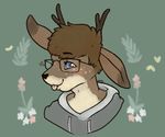  &lt;3 2017 anthro blush cervine clothing deer eyewear fur glasses hair hoodie mammal simple_background smol-mama_(artist) solo tongue tongue_out 