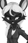  2017 anthro breasts bukoya-star clothed clothing dreamkeepers feline female fur greyscale hair mammal monochrome panther simple_background smile solo the_wayward_astronomer tuft vanir white_background 