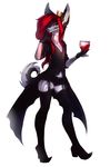  alcohol anthro beverage canine clothed clothing crossdressing fangs garter girly kardie looking_at_viewer male mammal smile solo teeth wine 