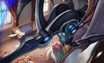  1girl ass blonde_hair blood blue_eyes breasts camille camille_(league_of_legends) cyborg gloves league_of_legends legs lipstick mechanical_legs 