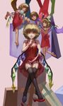  absurdres adapted_costume alternate_costume back back_cutout backlighting bangs barefoot bell black_legwear black_panties blonde_hair blurry blurry_background box climbing collarbone crossed_legs dress expressionless finger_to_mouth flandre_scarlet four_of_a_kind_(touhou) garter_belt gift highres hips in_box in_container jiliang_ji_ying jingle_bell kneepits lace lace-trimmed_thighhighs lace_panties lavender_background leg_up legs looking_at_viewer looking_back multiple_girls multiple_persona open_box panties pantyshot pantyshot_(sitting) patchouli_knowledge puffy_short_sleeves puffy_sleeves red_eyes red_footwear ribbon shaded_face shiny shiny_hair shoe_dangle shoes shoes_removed short_dress short_hair short_sleeves shushing simple_background single_shoe sitting sleeveless sleeveless_dress smile thighhighs thighs toes touhou underwear wavy_hair wings 