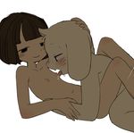  asriel_dreemurr blush caprine chara_(undertale) fur goat hair hair_tuft holding_(disambiguation) human licking long_ears mammal nipples nude saliva semi simple_background sweat tongue tongue_out undertale video_games white_background young 