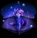  2017 anthro canine clothed clothing dreamkeepers faustisse fox fur grey_fur hair mammal miri_rodgers night purple_eyes purple_hair smile solo the_wayward_astronomer 