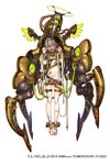  ankle_cuffs bandages belt beltskirt bound bound_ankles bound_wrists cable catheter character_request dental_gag fake_halo full_body green_eyes hanging long_hair machine mecha platinum_blonde_hair restrained sign solo tube very_long_hair yuba_no_shirushi zenmaibook 