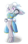  2017 anthro barefoot bracelet buckteeth capcom chinese_clothing chinese_dress chun_li clothing crossover disney dress female hi_res jewelry judy_hopps lagomorph looking_at_viewer mammal on_one_leg open_mouth open_smile pose purple_eyes rabbit simple_background smile solo standing street_fighter teeth unknownlifeform video_games white_background zootopia 