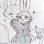  &lt;3 anthro arctic_fox blush canine clothed clothing disney duo eyes_closed female flustered fox hi_res hug jack_savage lagomorph laugh male mammal necktie nick_wilde rabbit shirt size_difference skye_(zootopia) strawberry628_(artist) tears traditional_media_(artwork) zootopia 
