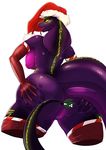  2016 anthro armpits balls big_breasts breasts butt cobra digital_media_(artwork) eyebrows eyelashes female mistletoe nipples plant purplepardus pussy qhala ratherdevious reptile scalie simple_background size_difference snake solo 