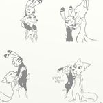  2017 angry anthro arctic_fox blush canine clothed clothing dialogue disney duo eyes_closed female fox hi_res jack_savage lagomorph lifting looking_down looking_up male mammal monochrome necktie rabbit simple_background size_difference skeletonguys-and-ragdolls skye_(zootopia) smile suit text white_background zootopia 