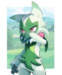 absurd_res ambiguous_gender anthro claws felid feline floragato generation_9_pokemon grass hi_res mammal mountain nature ninjinshirish_(artist) nintendo paws plant pokemon pokemon_(species) pose serious_face sky solo