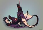 bdsm bondage bound claws digital_media_(artwork) dragon hi_res horn legs_tied line_art long_tail pink_body pink_skin ponynok purple_body purple_wings red_rope restraints rope rope_bondage rope_harness scalie smile solo tail western_dragon wings wings_tied