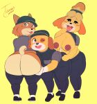 absurd_res animal_crossing anthro big_breasts big_butt breasts butt canid canine canis doge dogelore domestic_dog fast_food_employee fast_food_uniform group hi_res isabelle_(animal_crossing) mammal martha_lorraine martha_speaks mcdonald&#039;s meme nintendo shiba_inu smile smiley_face spitz thick_thighs toonarscontent trio wide_hips