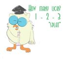  avian balls beak bird cum english_text eyes_closed eyewear glasses hat male mascots masturbation mr.owl owl penis plain_background solo text tootsie_pop unknown_artist white_background 