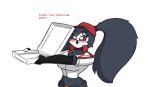anthro blush delivery_(commerce) female food_delivery helluva_boss hi_res octavia_(helluva_boss) pace-maker pizza_delivery small_waist solo wide_hips