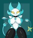 anthro areola armless bikini blush breasts cable_tail clothing darkner deltarune female hi_res holding_object poraka7 sling_bikini solo swimwear tasque_manager thick_thighs undertale_(series) whip white_body