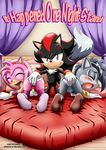  amy_rose bedroom black_fur blush bottomless clothed clothing cover exposed_panties eyes_closed fur furry_tail general: grey_fur hand_on_butt lupe_the_wolf open_mouth palcomix pink_fur red_bed red_fur robthe1st shadow_the_hedgehog smile sonic_(series) 