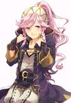  adjusting_clothes braid breasts cleavage coat cosplay dated fire_emblem fire_emblem:_kakusei hairband happy_birthday hood kona_(silent913) long_hair medium_breasts my_unit my_unit_(cosplay) my_unit_(fire_emblem:_kakusei) olivia_(fire_emblem) open_clothes open_coat pink_hair ponytail signature smile solo twin_braids white_background 