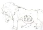 belly black_and_white bodily_fluids drooling duo felid feral feral_pred graphite_(artwork) human human_prey inside_stomach internal jeri_kleinlowe licking licking_lips lion male male/male mammal monochrome nude_pred nude_prey pantherine saliva simple_background size_difference sketch solo tail tongue tongue_out traditional_media_(artwork) vore white_background
