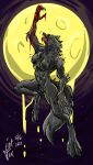 blood blood_in_mouth blood_on_face blood_on_hand bodily_fluids breasts claws dripping english_text featureless_breasts featureless_crotch full_moon fur grey_body grey_fur hi_res moon naturally_censored night no_pupils nude poetry signature star text vintfux yellow_eyes