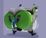 2025 anthro asinus balls belly bent_over big_belly big_butt boots butt butt_press clenched_teeth clothing donkey duo eddie_(reagan700) equid equine fan_character footwear fur genitals gloves hair hand_on_leg hand_on_thigh handwear hi_res male mammal mask obese obese_anthro obese_male overweight overweight_anthro overweight_male pinned pinned_to_wall presenting presenting_hindquarters raised_tail reagan700 rear_view shit_eating_grin shoes size_difference smile sports_mask sportswear tail tail_tuft teeth tuft wrestling_mask