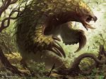  ambiguous_gender claws feral forest magic_the_gathering mammal monster official_art on_hind_legs open_mouth pangolin quadruped roaring scalie solo tree tusks winona_nelson 