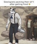 2025 5_fingers angry anthro barefoot beckett_moore biped black_nose bottomwear brown_body brown_eyebrows brown_fur brown_skin canid canine canis clothed clothing coat collared_shirt collie colored countershading crossed_arms digital_drawing_(artwork) digital_media_(artwork) domestic_dog dress_shirt echo_(series) echo_project emoji english_text eyebrows facial_hair facial_markings feet fingers floppy_ears fox fur gila_monster green_eyes gregory_briggs grey_body grey_scales grey_skin group hair half-closed_eyes hands_behind_back hat head_markings headgear headwear helodermatid herding_dog hi_res holding_object jim_sterling_(the_smoke_room) leg_markings lizard looking_at_another male mammal mane marble markings mask_(marking) meme multicolored_body multicolored_fur murizy narrowed_eyebrows narrowed_eyes neck_tuft necktie pants pastoral_dog reptile rock rough_collie scales scalie serious shaded sheepdog shirt socks_(marking) standing suspenders tail tan_body tan_fur text the_smoke_room toes topwear trio tuft unimpressed watermark white_body white_fur white_sclera