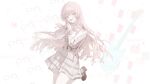  1girl absurdres anon_tokyo_(bang_dream!) bang_dream! bang_dream!_it&#039;s_mygo!!!!! blush chihaya_anon commentary dress english_commentary fang grey_dress grey_eyes highres long_hair long_sleeves looking_at_viewer luozhou_pile open_mouth pinafore_dress pink_hair shirt sleeveless sleeveless_dress solo teeth upper_teeth_only white_background white_shirt 