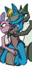 absurd_res anthro armpit_fetish armpit_lick armpit_play bdsm blindfold bondage bound clothing crop_top felid feline female female/female group hi_res jimmy_jamban lagomorph licking mammal sex_toy shirt sybian tongue topwear trio
