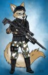 anthro brown_body brown_eyes brown_fur canid canine corsac_fox female fox fur grey_body grey_fur gun mammal military ranged_weapon rifle sniper_rifle solo tan_body tan_fur true_fox weapon zhao_(alexboehm) ziegelzeig