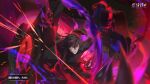  1boy armor beniamino_cassano black_shirt brown_hair colored_extremities energy fighting game_cg highres incoming_attack korean_clothes looking_at_viewer male_focus motion_blur motion_lines shield shirt short_hair shoulder_armor solo solo_focus tower_of_god tower_of_god:_great_journey uoongpig 