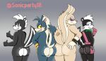anthro archie_comics big_butt black_body blue_body blue_fur bubble_butt butt butt_focus clothing fan_character fur geoffrey_st._john gesture gloves green_kerchief group hand_gesture handwear hi_res idw_publishing kerchief looking_at_viewer male male/male mammal markings mephitid nude nude_male red_eyes rough_the_skunk sega simon_(supersonicparty18) skunk smile smiling_at_viewer sonic_the_hedgehog_(archie) sonic_the_hedgehog_(comics) sonic_the_hedgehog_(idw) sonic_the_hedgehog_(series) striped_body striped_head striped_markings striped_tail stripes supersonicparty18 tail tail_markings tan_body tan_fur thick_thighs thumbs_up tumble_the_skunk white_body white_fur yellow_sclera