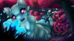 16:9 3_toes 4_fingers anihri_(kasloth) anthro big_butt black_body blue_flower blue_sky blue_trees bovid_horn breasts butt butt_heart caprine_horn claws detailed_background digital_media_(artwork) featureless_breasts featureless_crotch feet female fingers flower foraging forest glowing_flower grass green_eyes hi_res horn kas_(kasloth) kasloth kneeling kneeling_on_ground kobold leaf lineless looking_at_another male markings medium_breasts multicolored_body navel non-mammal_breasts nude open_mouth plant purple_eyes ram_horn red_body red_leaves reptile reptile_tail rock roza_(kasloth) scalie shaded signature sky sparkles sparkling_eyes spikes spikes_(anatomy) spots spotted_body tail tan_body tapping_shoulder teal_body thick_tail toes tree two_tone_body walking white_body widescreen