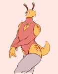 antennae_(anatomy) anthro banana_slug bracelet chest_window clothed clothing gastropod hi_res jewelry legwear lidded_eyes male markings mollusk skimpy slug solo spots spotted_body stockings turtleneck_leotard wunnunnunnun yellow_body